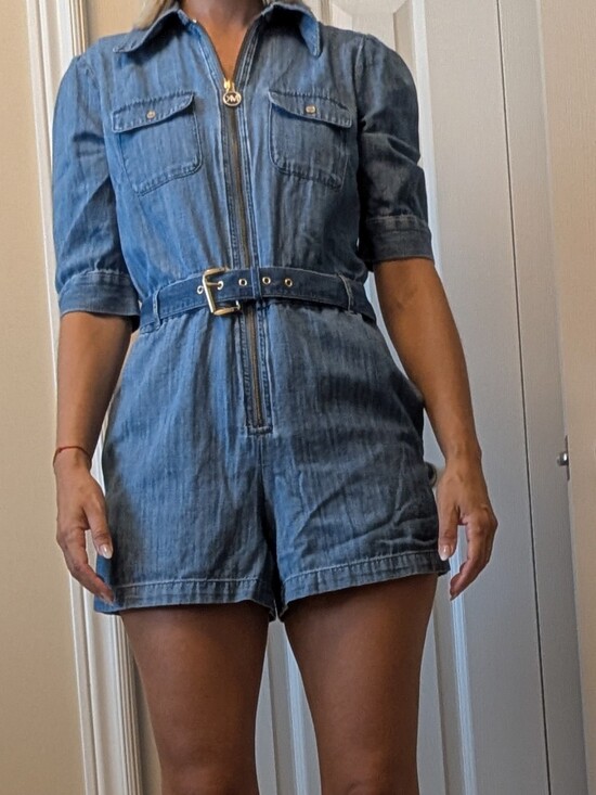 Michael Kors Pants - Michael Kors Denim Blue Women’s Casual Short Romper
